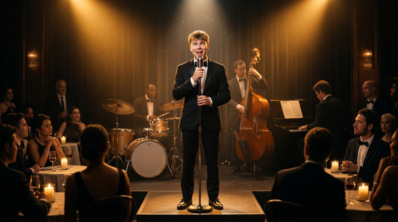 Winston performing classic jazz during cocktail lounge reception